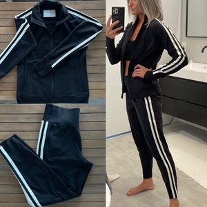 Athleta Venice Side Stripe Athletic Set Jogger & Jacket Black Women Size Small